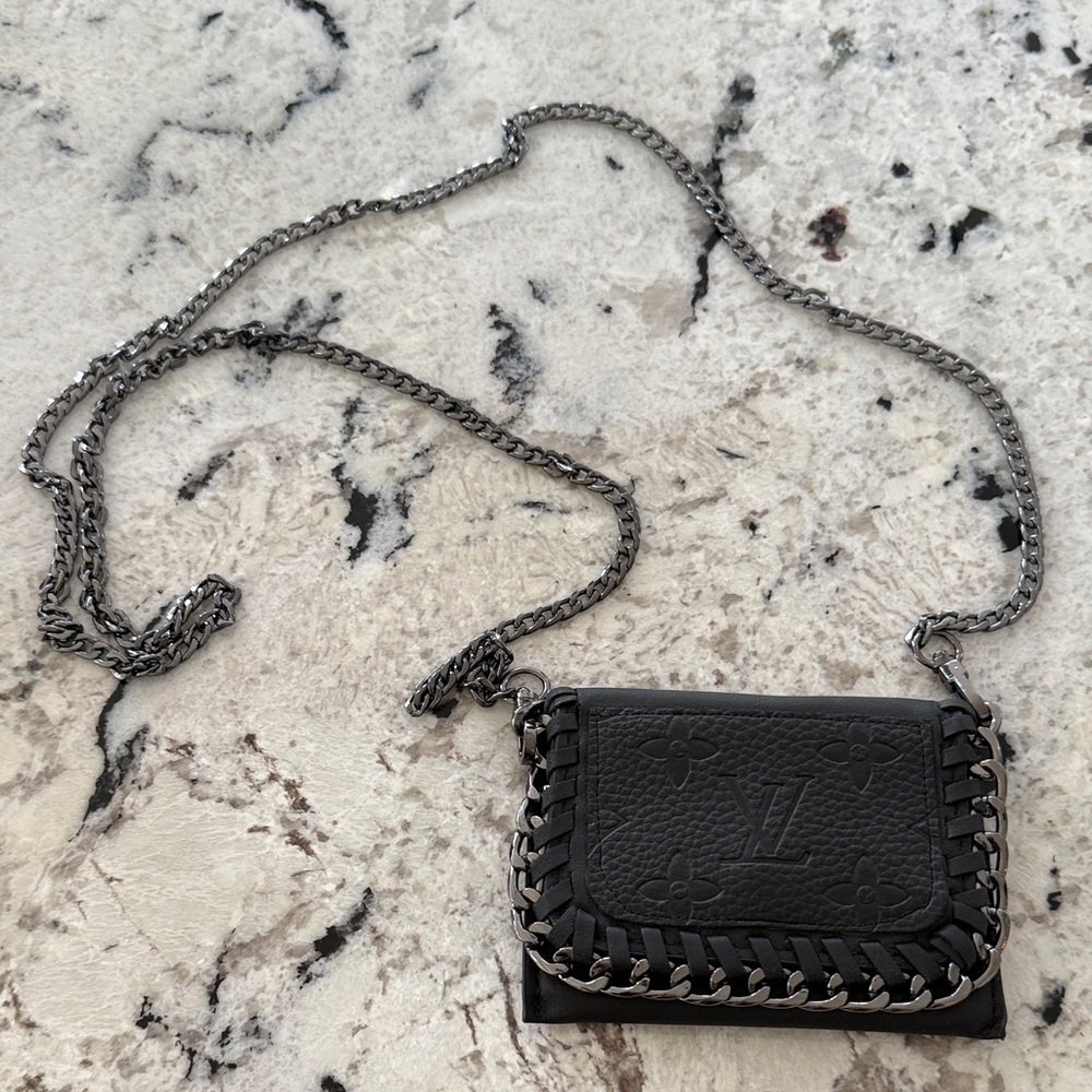 Upcycled Louis Vuitton Black and Silver Chain Wallet